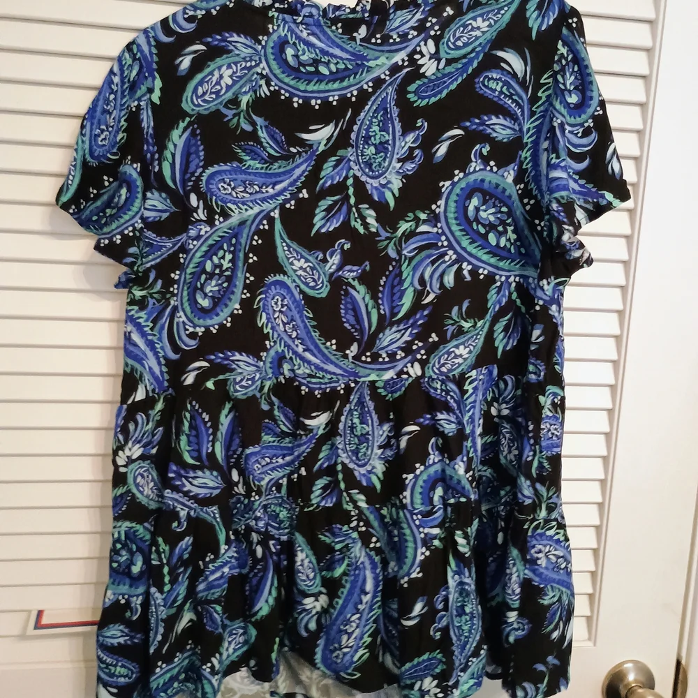 Avenue Blue and Black Paisley Blouse - Picture 4 of 5